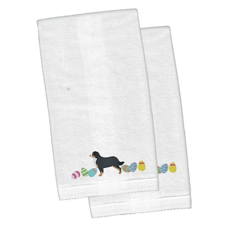 Carolines Treasures Bernese Mountain Dog Easter White Embroidered Plush Hand Towel, 2PK CK1608KTEMB